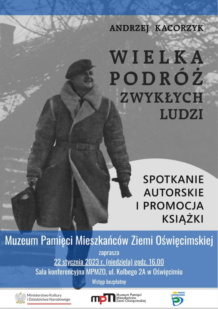 Plakat przedstawiający spotkanie z Andrzejem Kacorzykiem