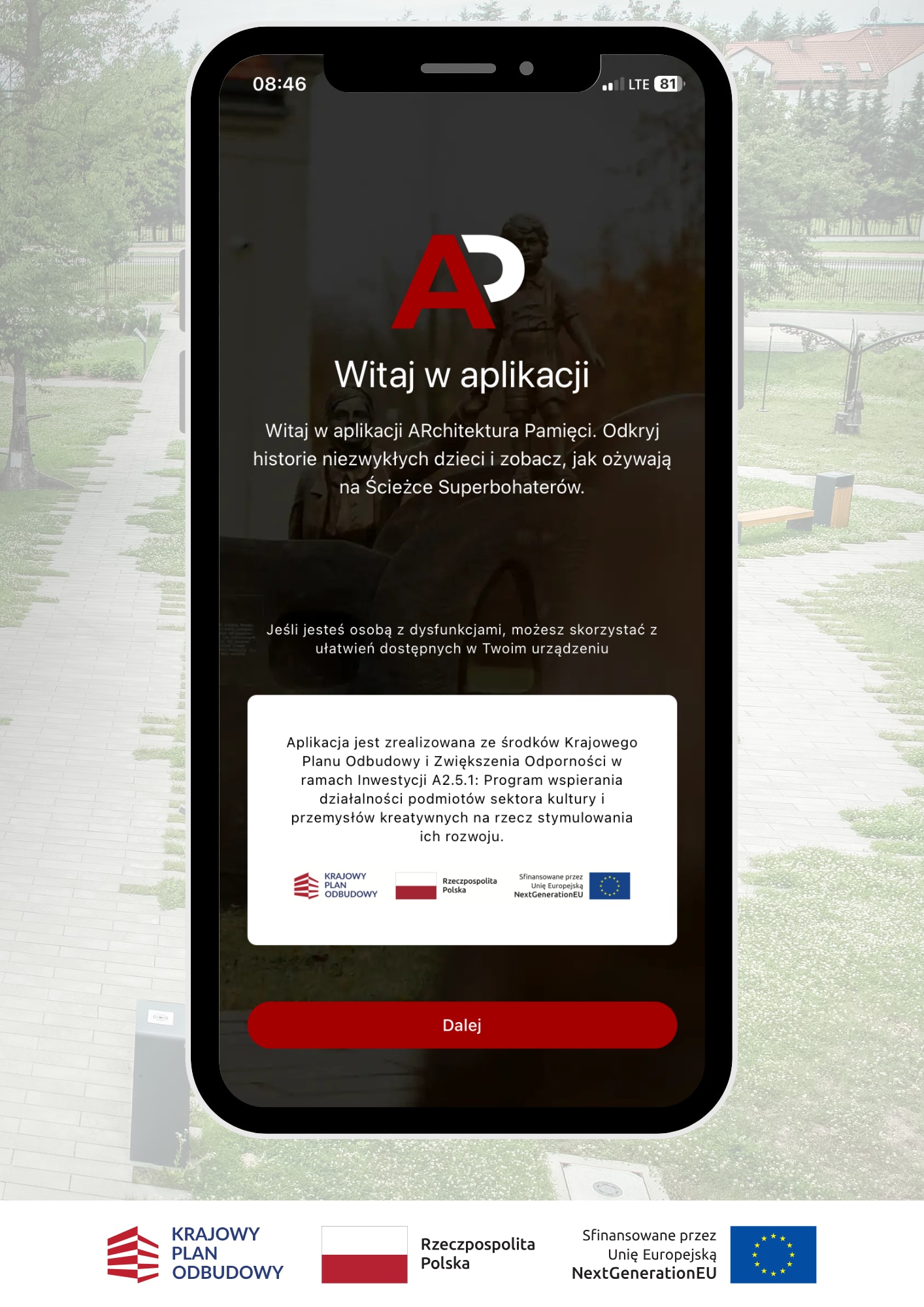 Grafika przedstawiająca zrzut ekranu aplikacji ARchitektura Pamięci 2.0