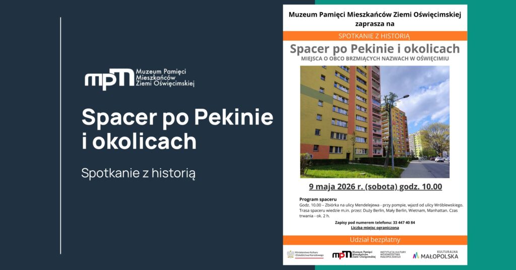 Grafika przedstawiające plakat z wydarzeniem - spacerem organizowanym przez Muzeum Pamięci