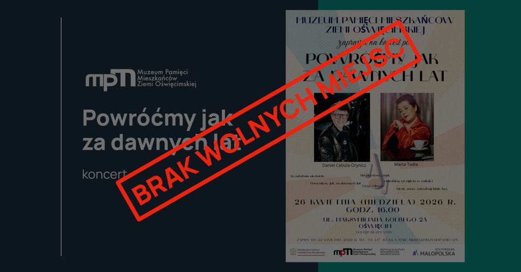 Grafika informująca o braku wolnych miejsc na koncert.