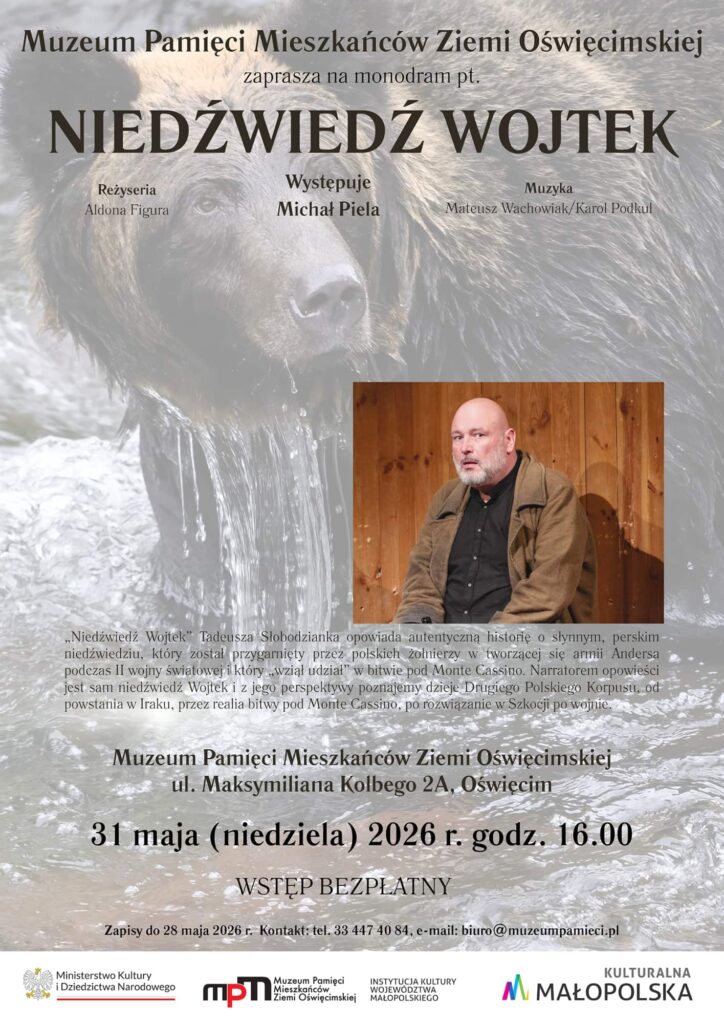 Grafika prezentująca monodram w muzeum pamięci.